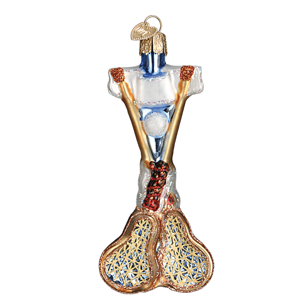Old World Christmas Blown Glass Lacrosse Set Ornament