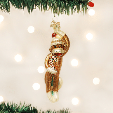 Old World Christmas Blown Glass Sock Monkey Ornament