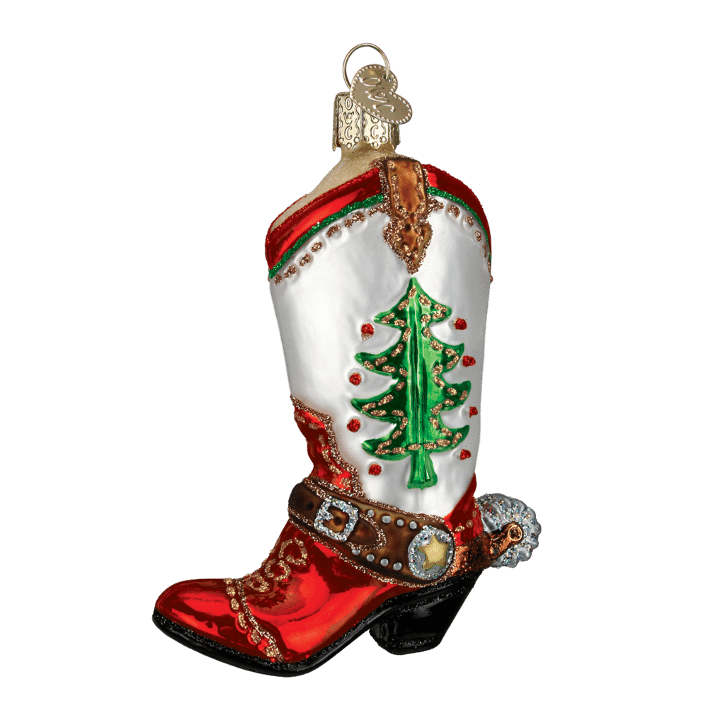 Old World Christmas Blown Glass Christmas Cowboy Boot Ornament