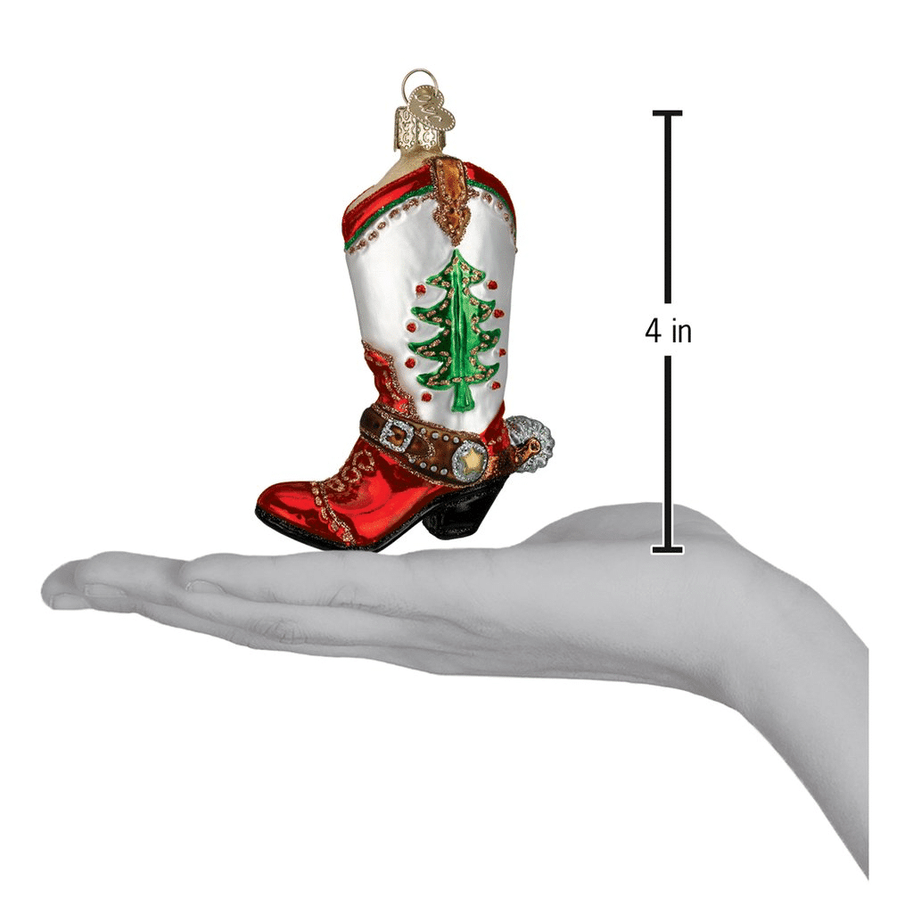 Old World Christmas Blown Glass Christmas Cowboy Boot Ornament