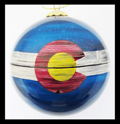 Painted Glass Colorado Flag Ornament