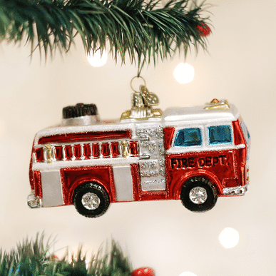 Old World Christmas Blown Glass Fire Truck Ornament