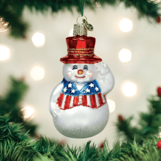 Old World Christmas Blown Glass Patriotic Snowman Ornament
