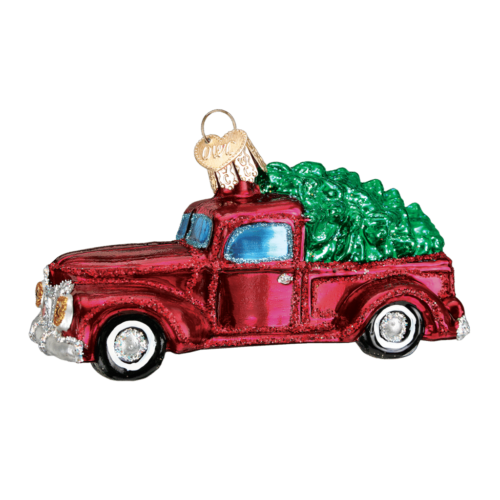 Old World Christmas Blown Glass Old Truck with Tree Ornament