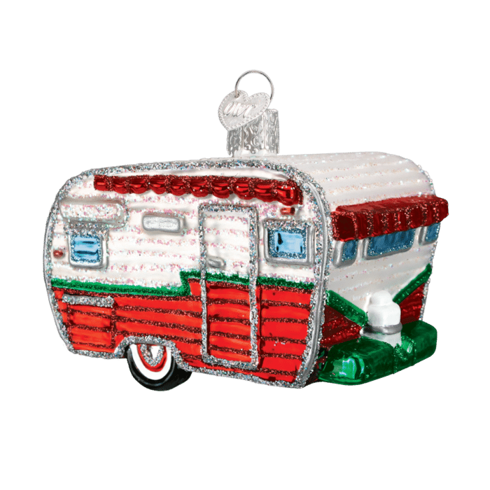 Old World Christmas Blown Glass Travel Trailer Ornament