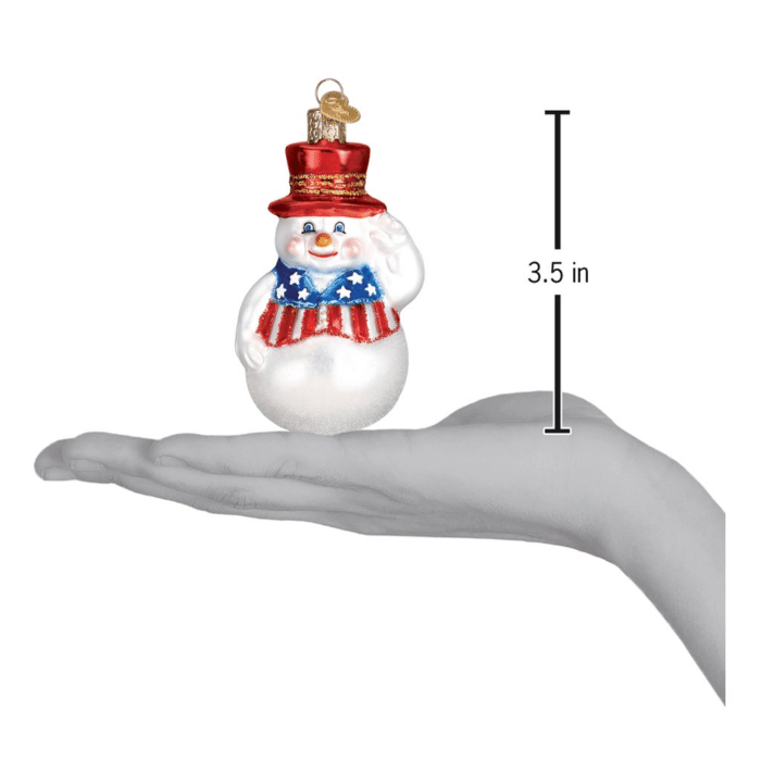 Old World Christmas Blown Glass Patriotic Snowman Ornament