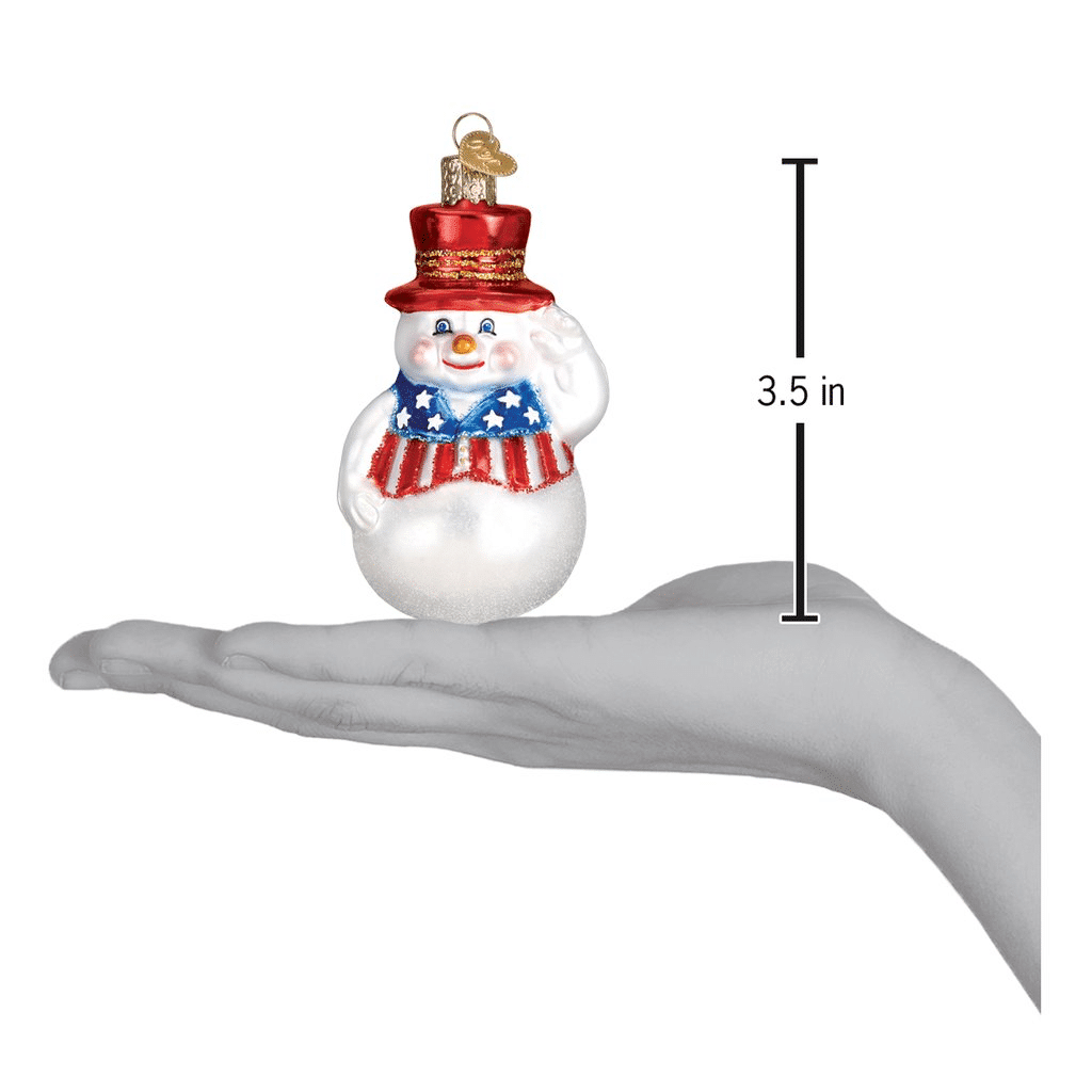 Old World Christmas Blown Glass Patriotic Snowman Ornament