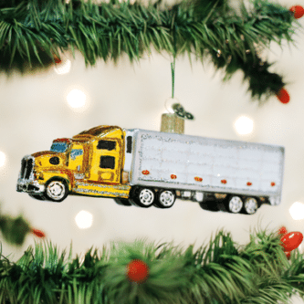 Old World Christmas Blown Glass Semi Truck Ornament