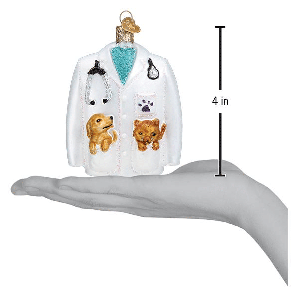 Old World Christmas Blown Glass Veterinarians Coat Ornament Personalized