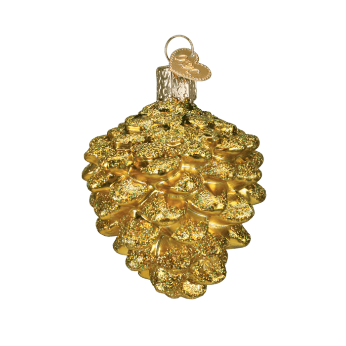 Old World Christmas Blown Glass Mini Gold Pine Cone Ornament