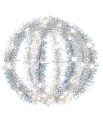 Silver Iridescent Tinsel Multi color or Warm White Led Foldable Metal Sphere 8
