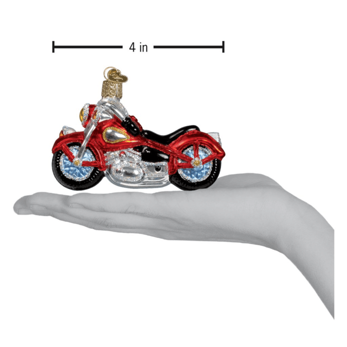 Old World Christmas Blown Glass Motorcycle Ornament
