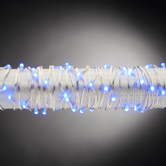 Blue Colored Micro Led Lights on Silver Wire with Timer