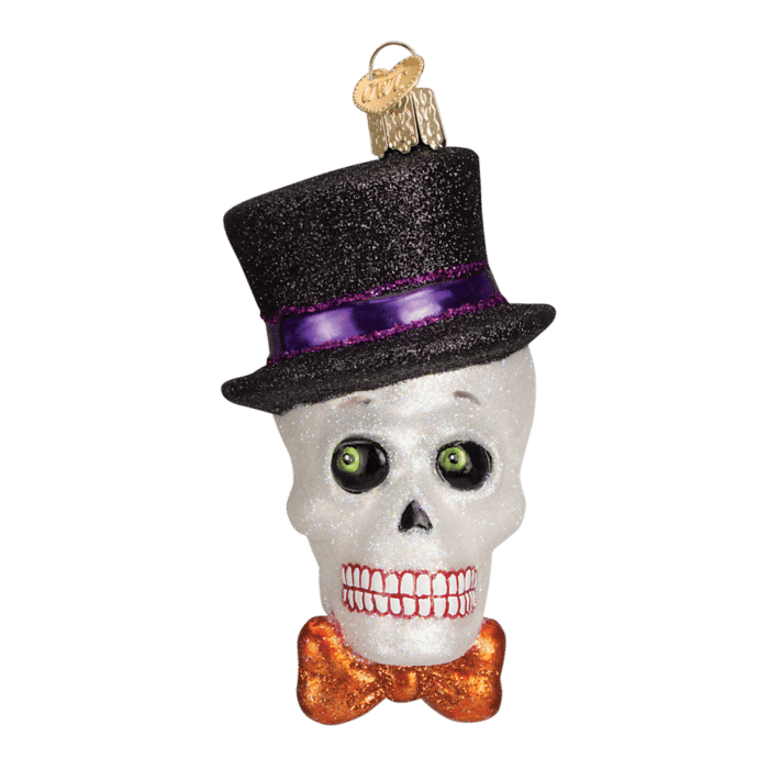Old World Christmas Blown Glass Top Hat Skeleton Ornament