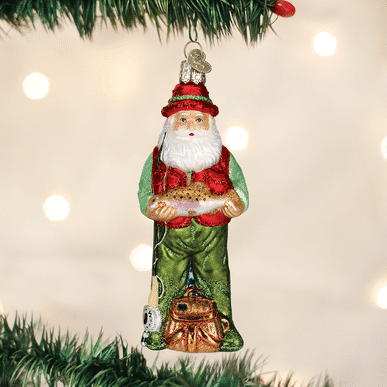 Fly Fishing Santa Ornament Old World Christmas