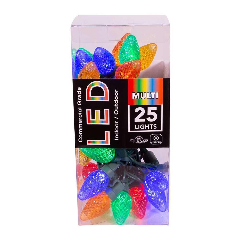 Faceted Multi Colored C7 Led Light Set