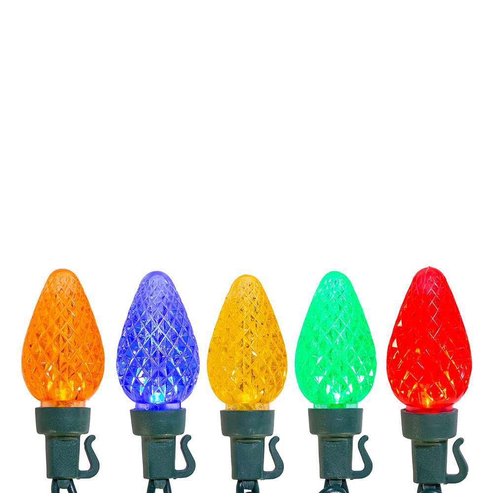 Faceted Multi Colored C7 Led Light Set