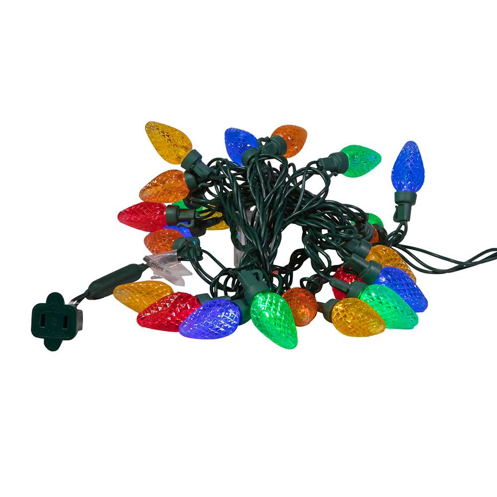 Faceted Multi Colored C7 Led Light Set