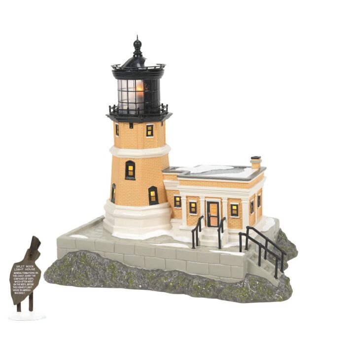Front with Sign Split Rock Lighthouse  Odd Jobs Before Snow Dept 56 Snow Village