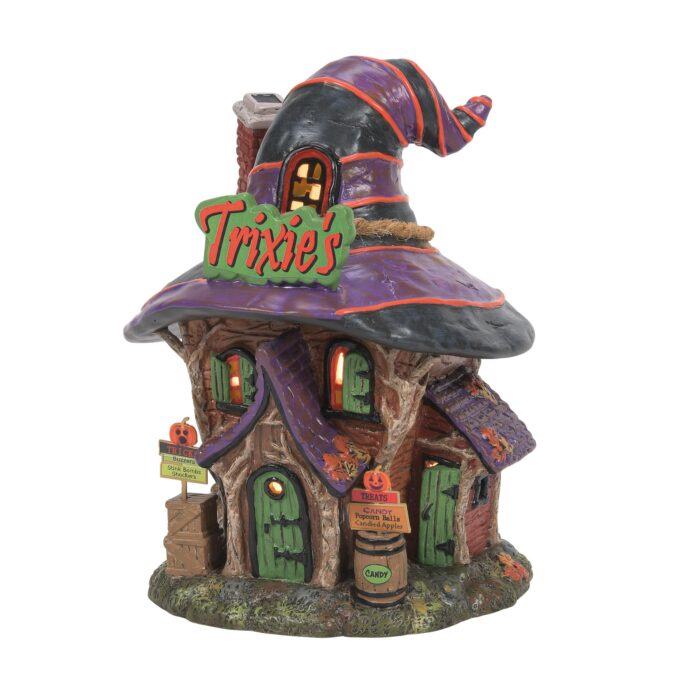 Trixies Tricks  Treats and Squirting Frogs Dept 56 Halloween Village Front
