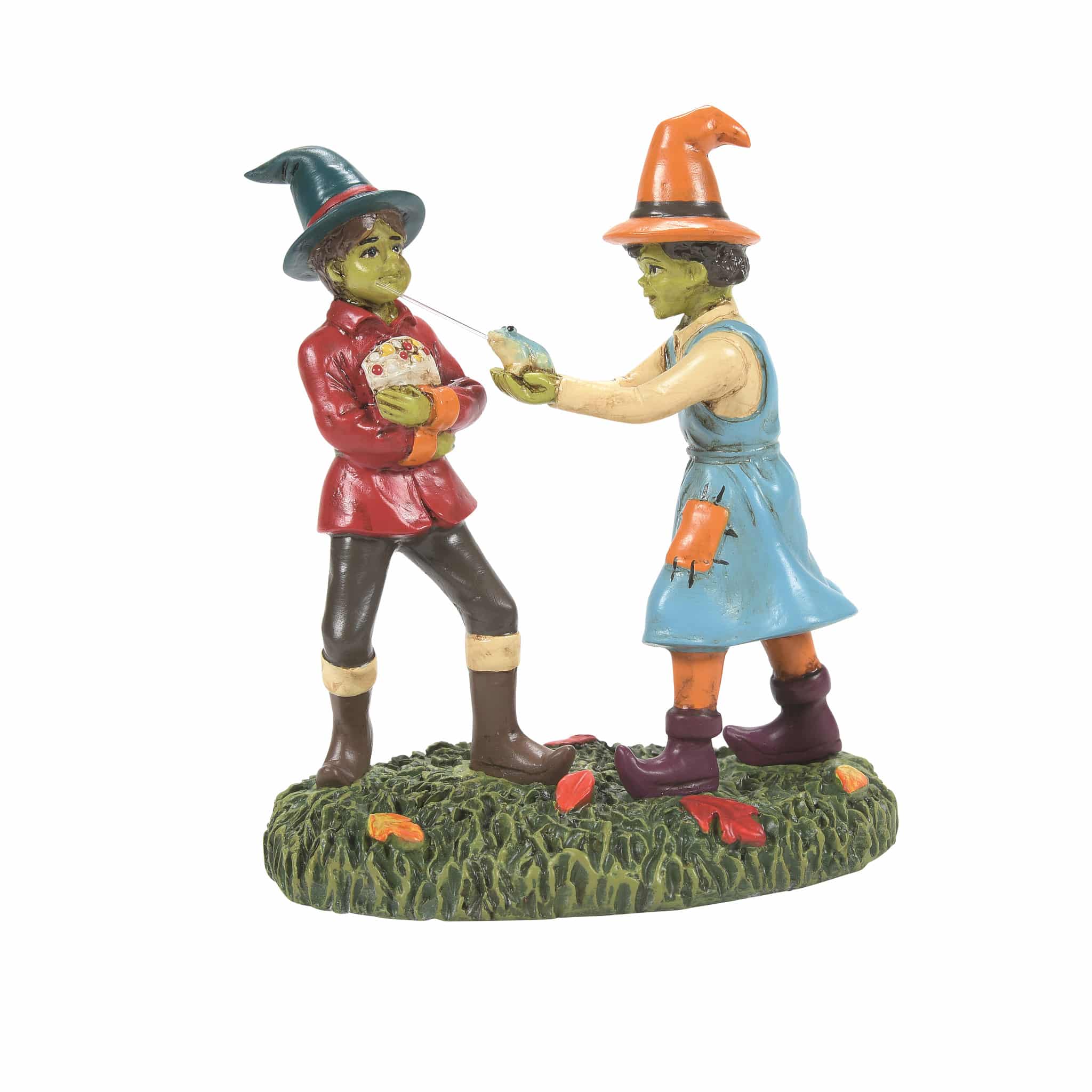 Trixies Tricks  Treats and Squirting Frogs Dept 56 Halloween Village Accessory
