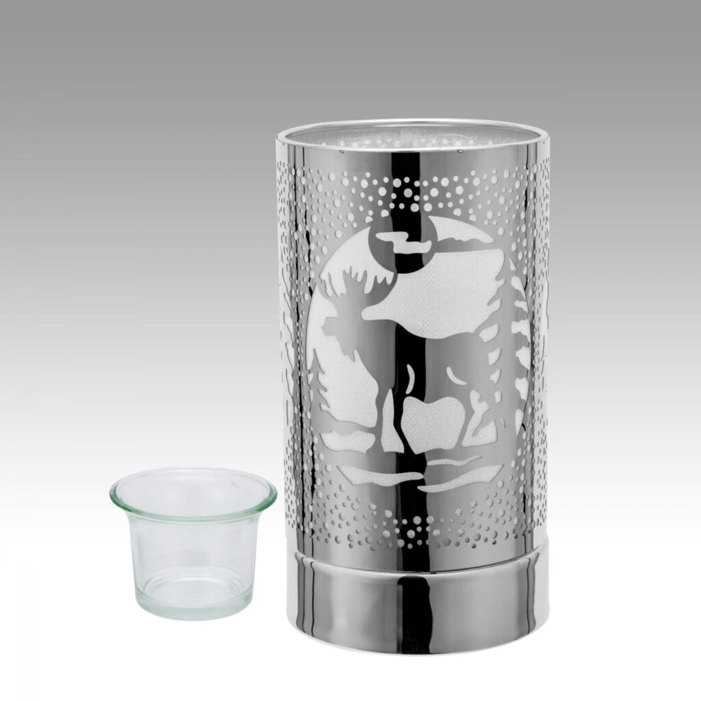 Unlit Silver Moose Touch Lamp Warmer