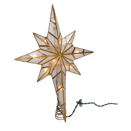 Capiz Golden Bethlehem Star Treetop Lit