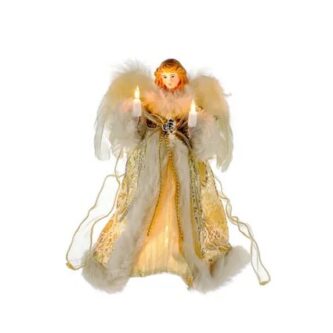 Fur Trimmed Golden Angel Tree Topper