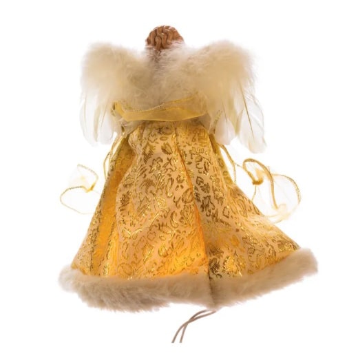 Fur Trimmed Golden Angel Tree Topper Back