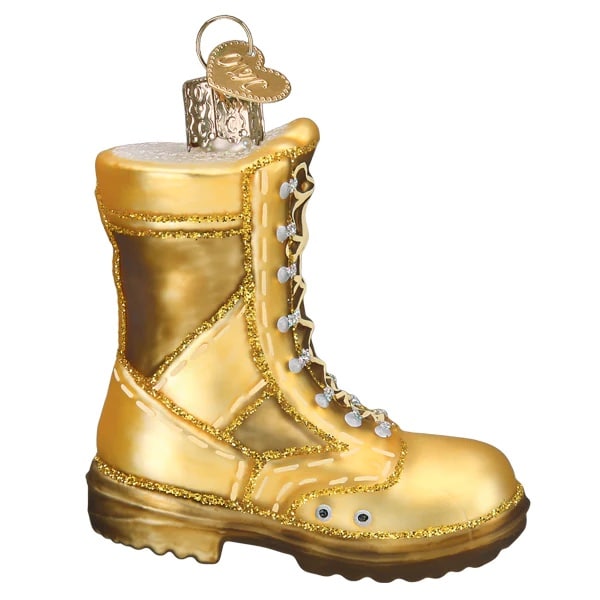 Military Boot Ornament Old World Christmas Back