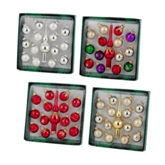 Mini Ball Ornaments Plus Tree Topper Boxed