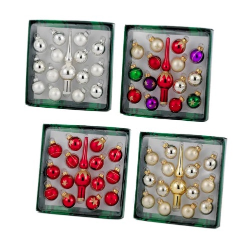 Mini Ball Ornaments Plus Tree Topper Boxed
