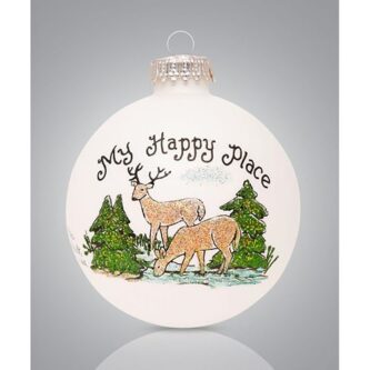 Deer Happy Place Ball Ornament