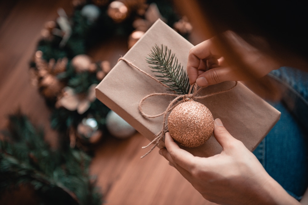 Beautifully Wrapped Gift with a Personalized Ornament