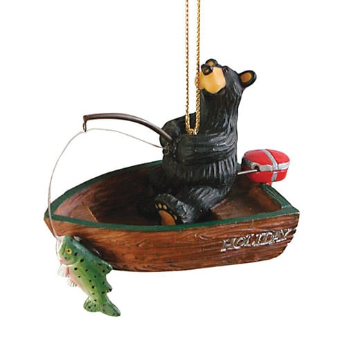 Bear Fishing Boat Ornament Bearfoots Bear