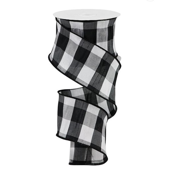 Black and White Check Ribbon 25