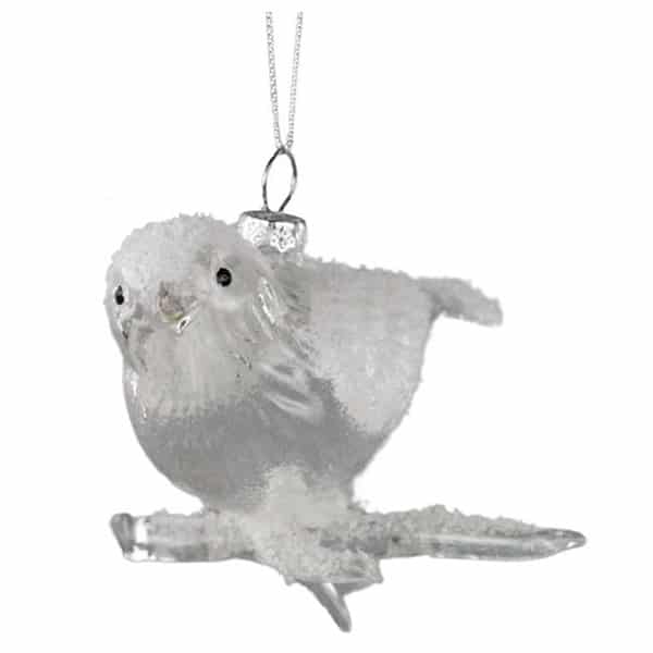 Winter White Snow Bird Ornament
