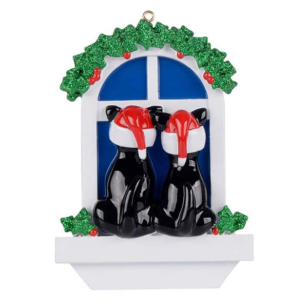 Peeking Cat Couple Ornament Personalize