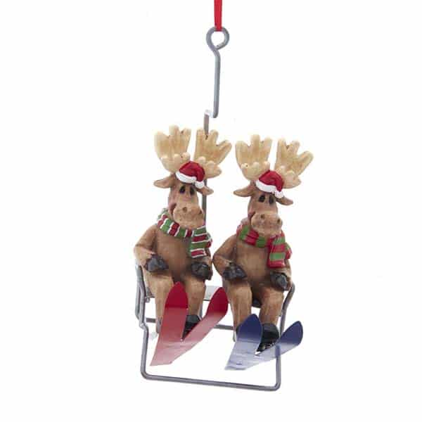 Moose Family on Ski Lift Ornament Personalized 2