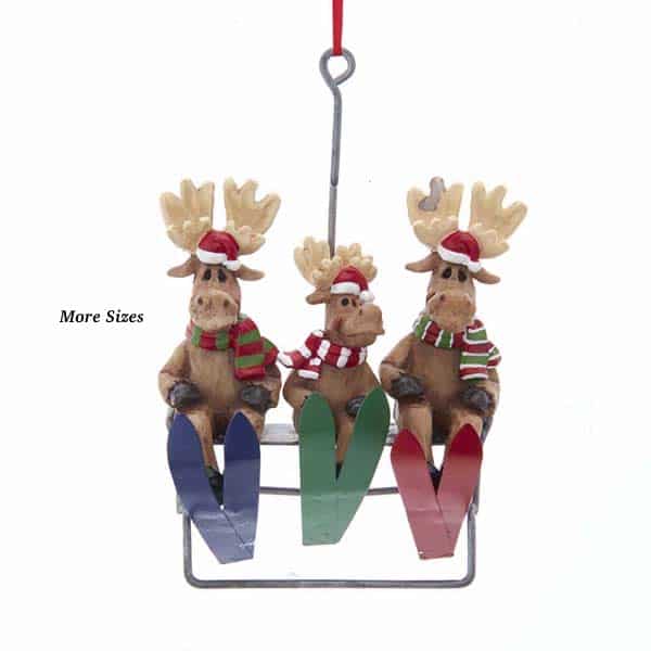 Moose Family on Ski Lift Ornament Personalized 3
