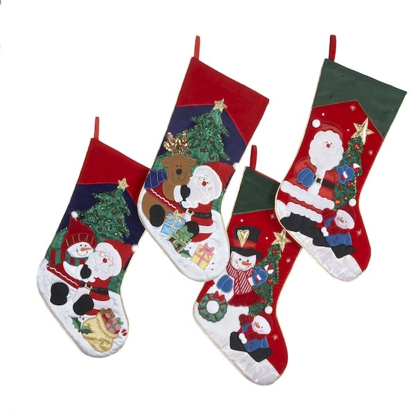 Santa and Friends Embroidered Stockings