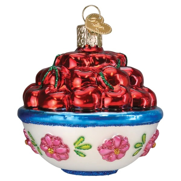 Bowl of Cherries Ornament Old World Christmas Back