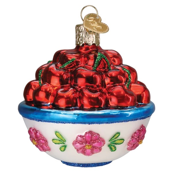 Bowl of Cherries Ornament Old World Christmas Side