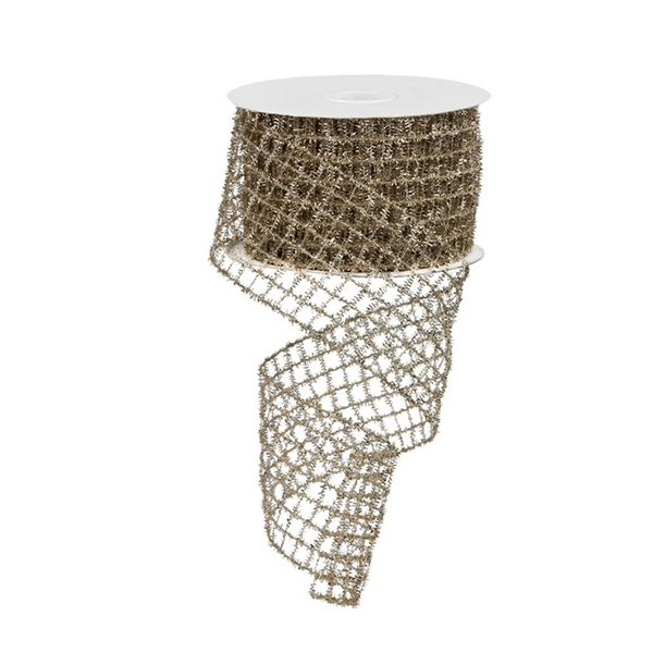 Champagne Tinsel Mesh Ribbon 275