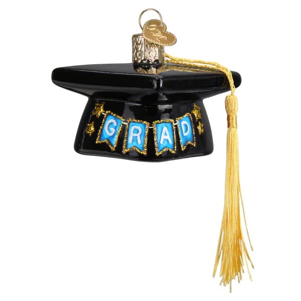 Congrats Grad Cap Ornament Old World Christmas Back