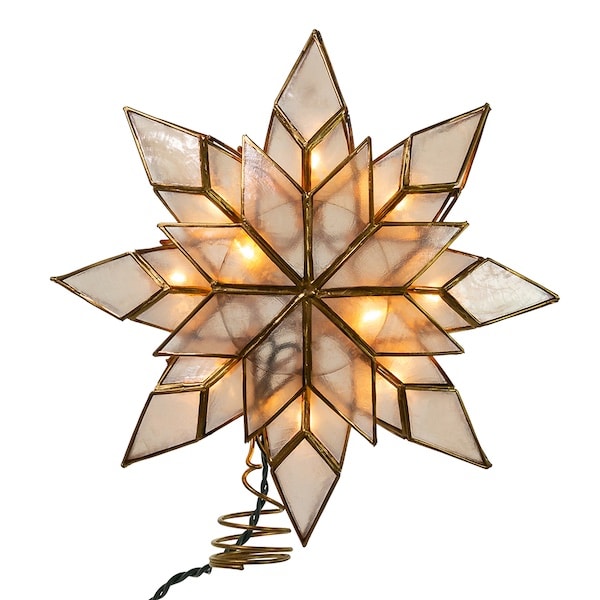 Gold Capiz Star Led Tree Topper