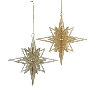 Nordic Glittered Starburst Ornaments