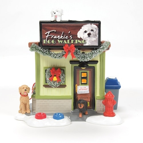 Frankies Dog Walking Co Snow Village Dept 56 Front