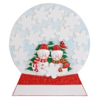 Snowflake Snow Globe Snowman Ornament Personalize