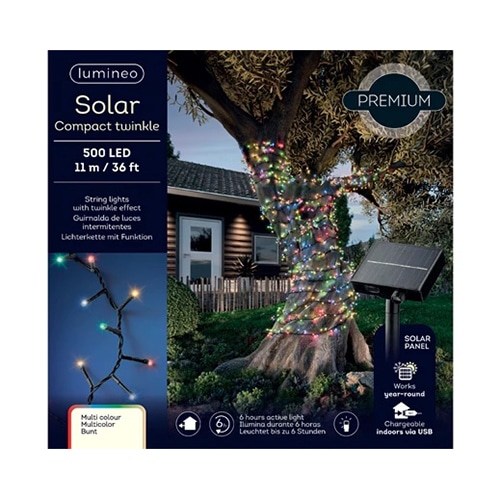 Solar Led Twinkle Two Colors Two Sizes Multi Box